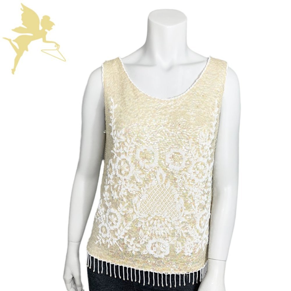 VINTAGE REGALIA 1940's Art Deco Sequin Evening Cocktail Top